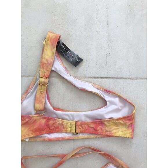 Yandy Swim Bikini Set Sunset Daydream Tie Dye High Waist Cut Out Swimwear - Picture 10 of 11